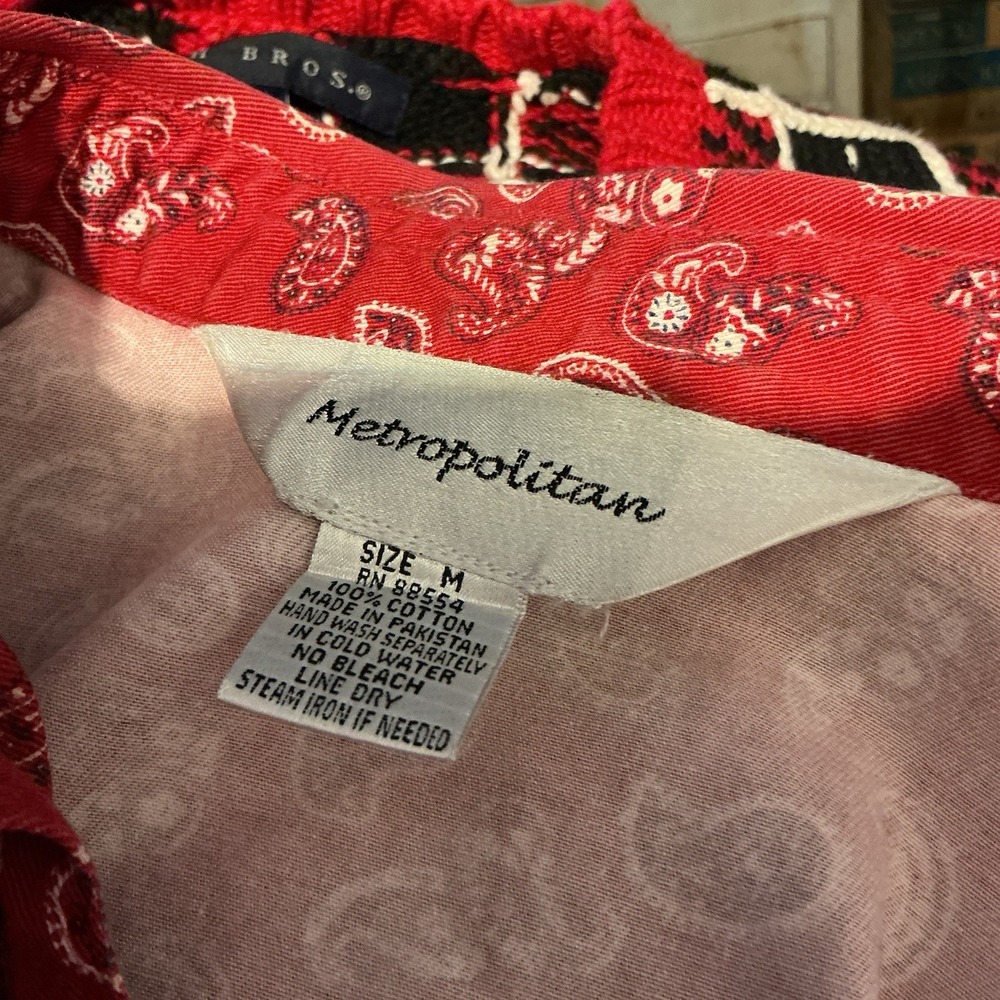 Metropolitan Red Bandana Print Cotton Jacket Blazer M Vintage Paisley Country - Picture 3 of 3